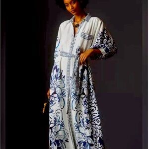 ANTHROPOLOGIE Maeve Irene Linen Maxi Shirt Dress NEW Size XL with Tags.